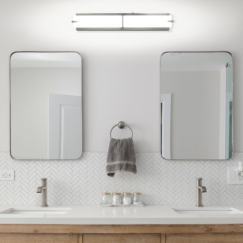 Luxrite 24" LED Vanity Light Brushed Nickel Bathroom Light Fixture 3CCT ...